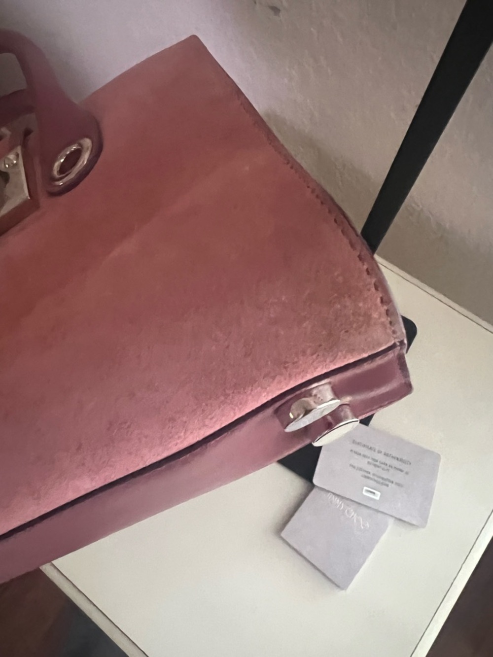 Jimmy Choo Women’s Suede Handbag with Crossbody in Dusty Pink - Picture 7 of 10